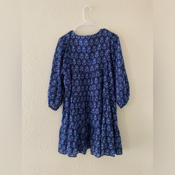 J Crew Cotton voile cover-up mini dress in navy blue bouquet block print - Picture 6 of 6